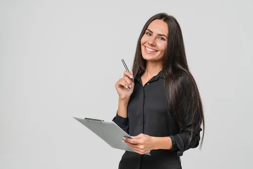 Professional holding a clipboard for an interview